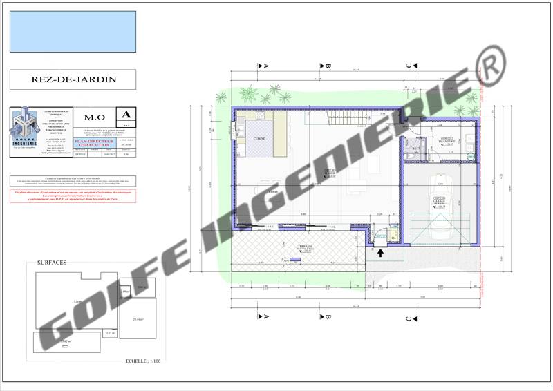 Plan directeur exécution - Niveau rez-de-jardin  - Villa contemporaine à Carros
